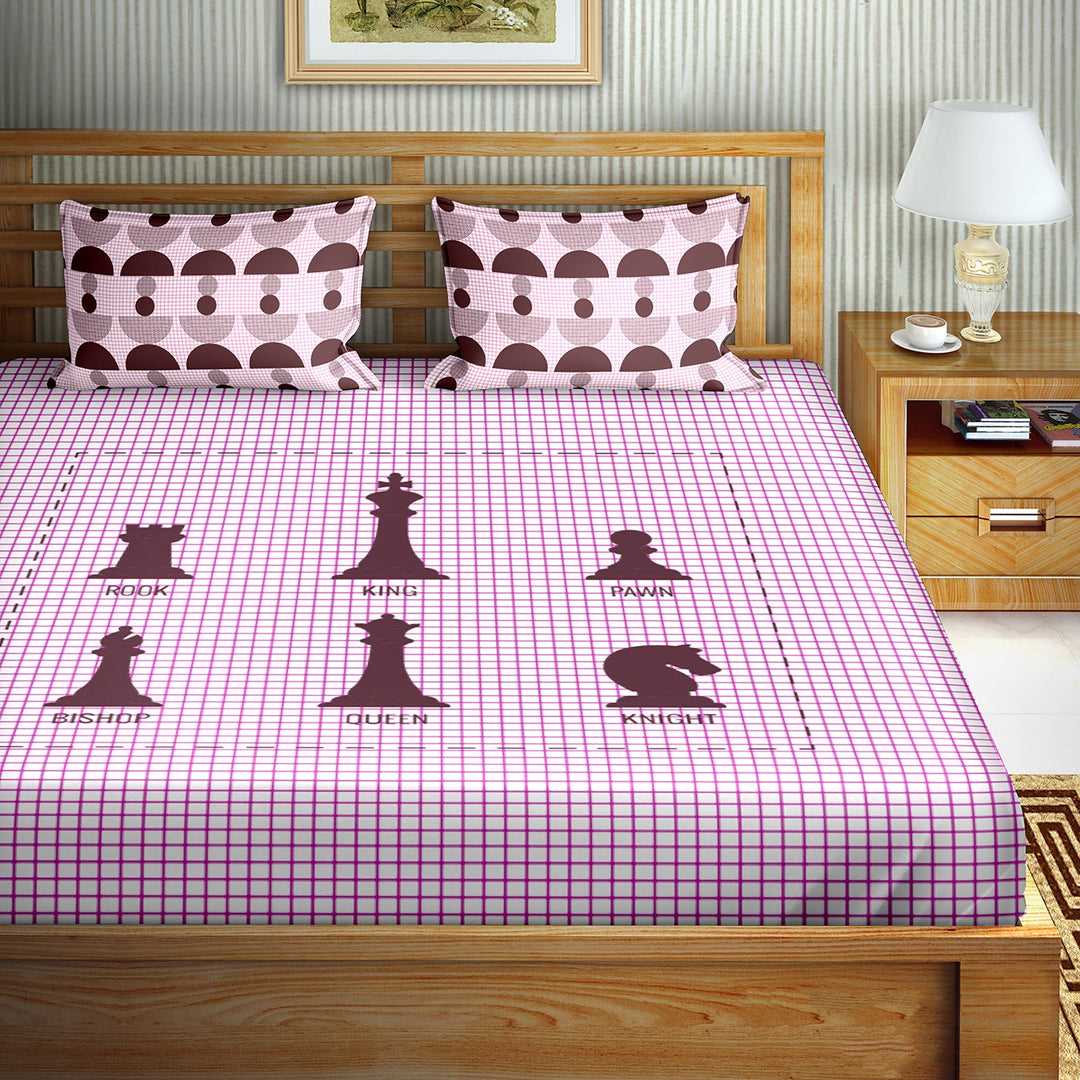 BELLA CASA FASHION BEDSHEET Double Bedsheet Set King Size Cotton Purple Colour - Mysterious Collection