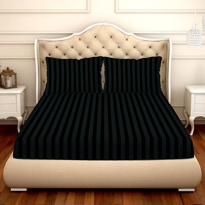 BELLA CASA FASHION BEDSHEET Double Bedsheet Set Super King Size 100 % Cotton Black Colour - Cosmo Collection