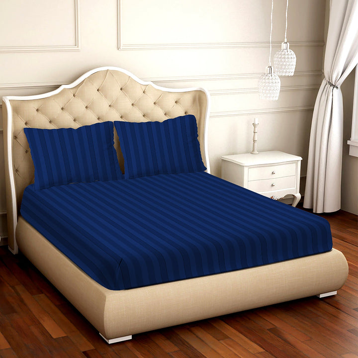 BELLA CASA FASHION BEDSHEET Double Bedsheet Set Super King Size 100 % Cotton Blue Colour - Cosmo Collection