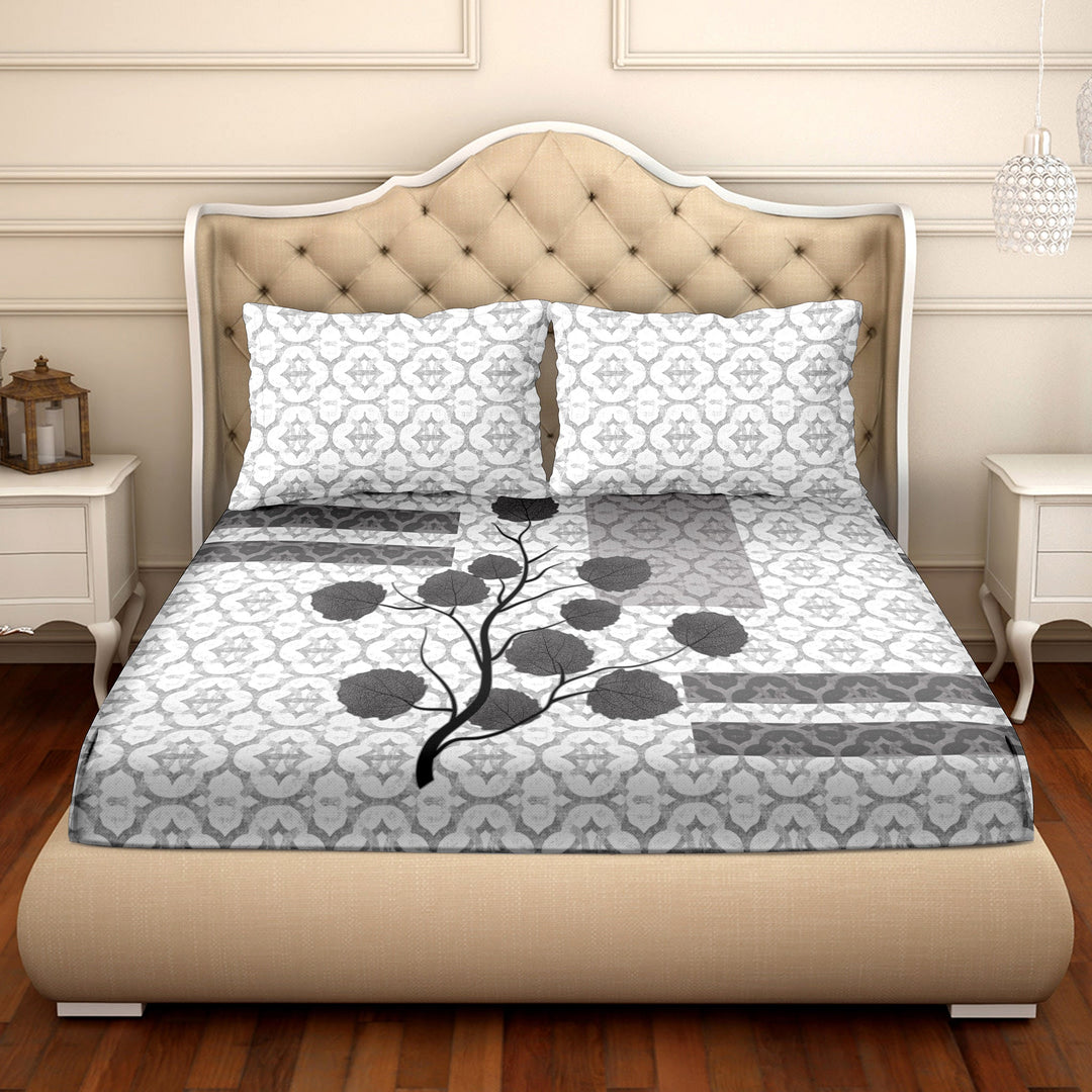 BELLA CASA FASHION BEDSHEET Double Bedsheet Set Super King Size 100 % Cotton Grey Colour - Vogue Collection