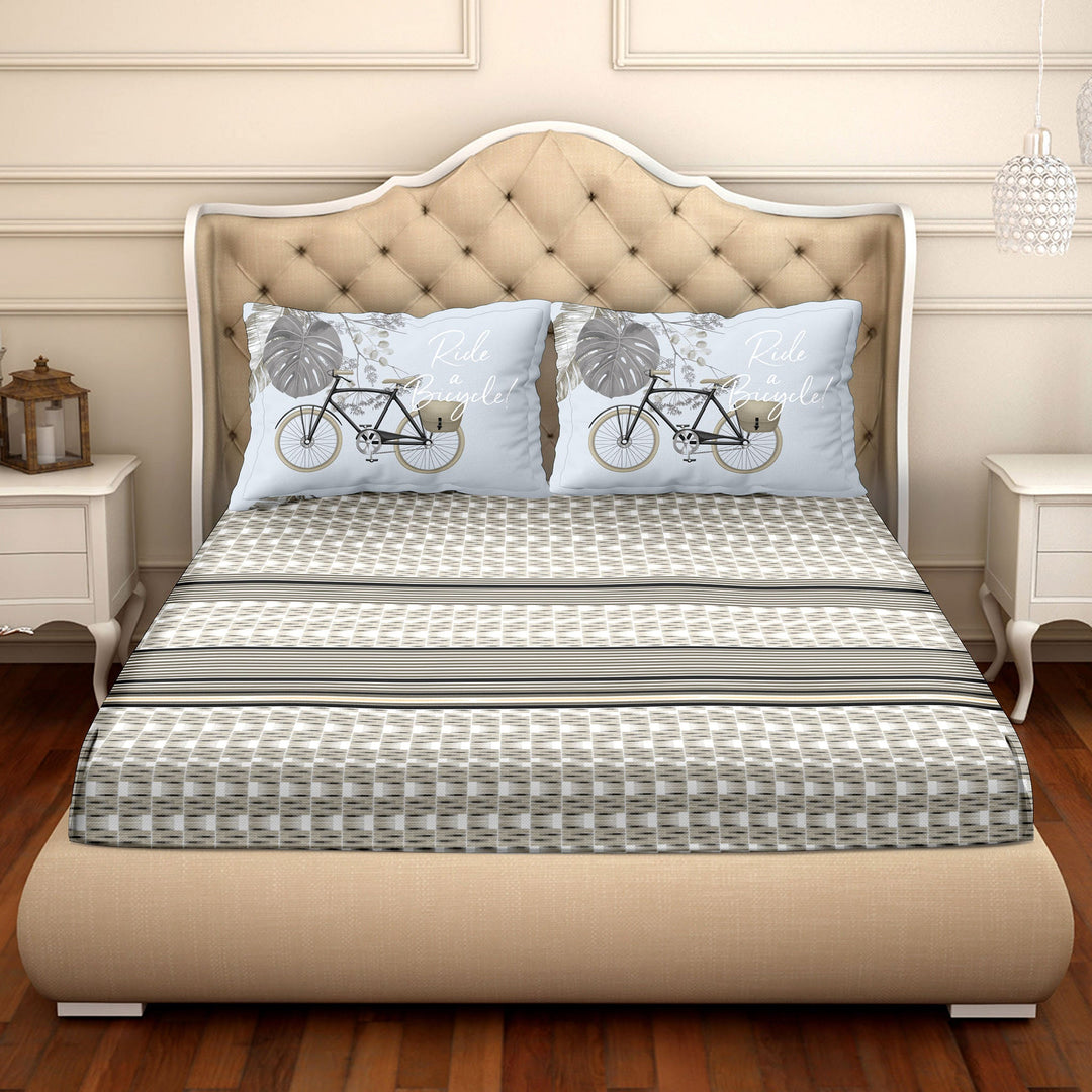BELLA CASA FASHION BEDSHEET Double Bedsheet Set Super King Size 100 % Cotton Grey Colour - Vogue Collection