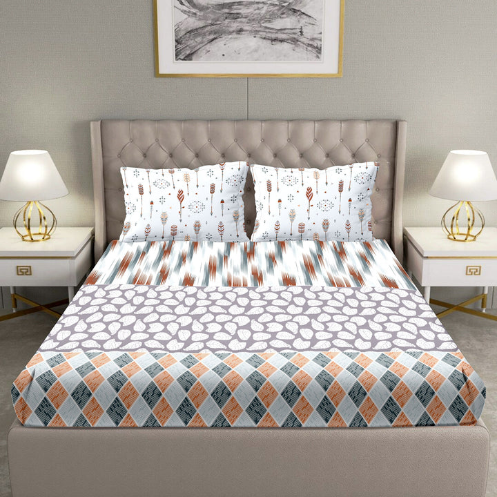BELLA CASA FASHION BEDSHEET Double Bedsheet Set Super King Size 100 % Cotton Multi Colour -Blueberry Collection