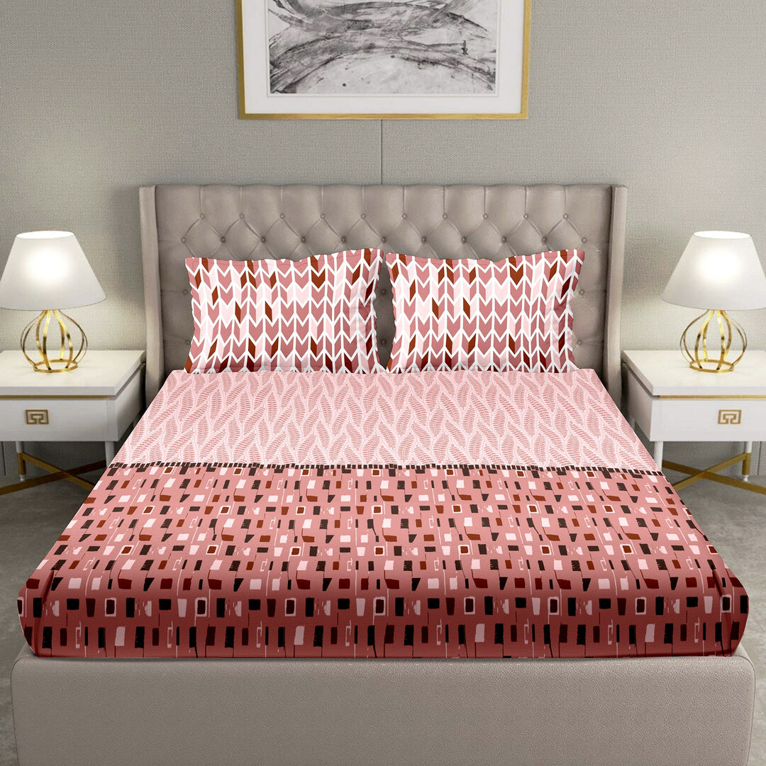 BELLA CASA FASHION BEDSHEET Double Bedsheet Set Super King Size 100 % Cotton Pink Colour -Blueberry Collection