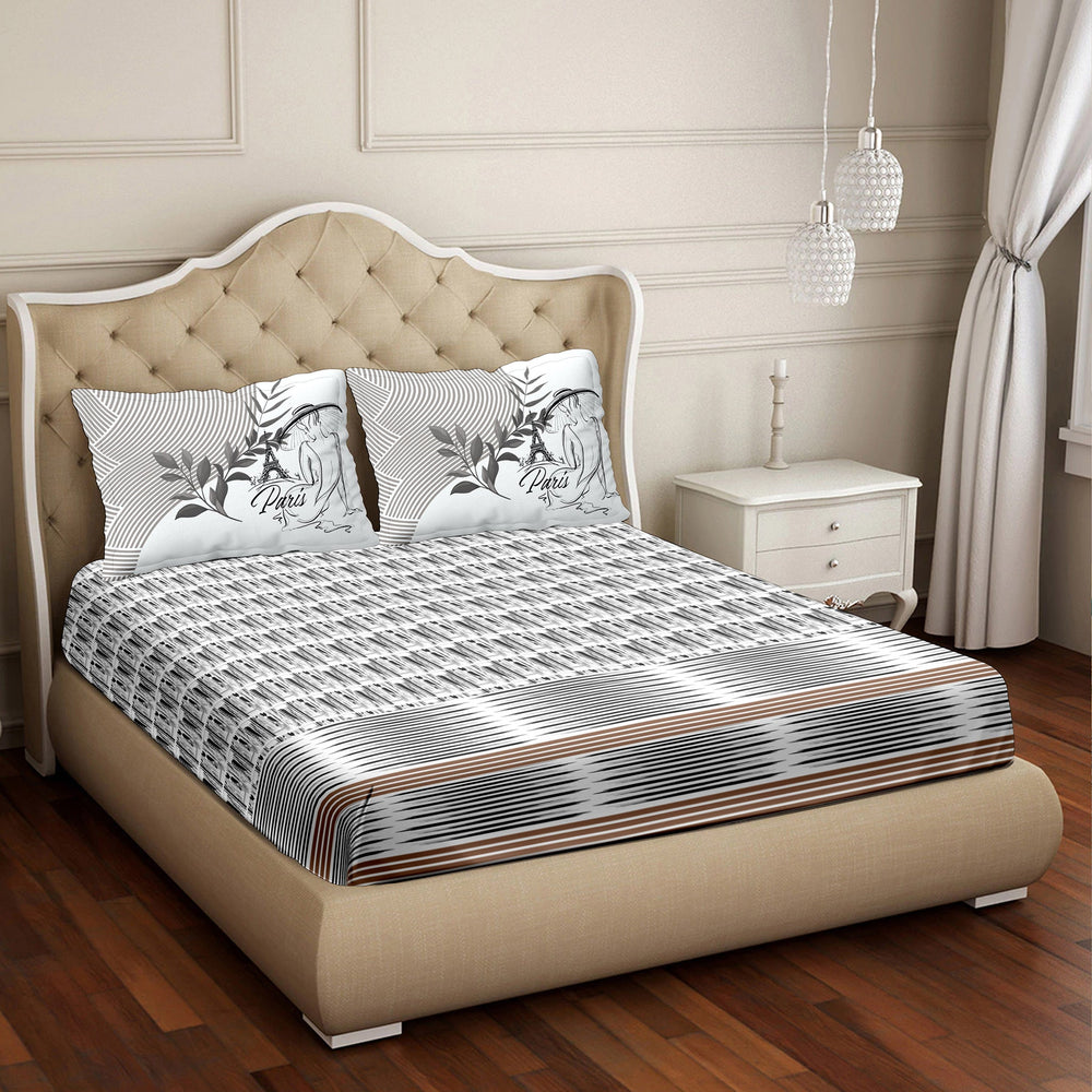 BELLA CASA FASHION BEDSHEET Double Bedsheet Set Super King Size 100% Luxury Cotton Grey Colour -Vogue Collection
