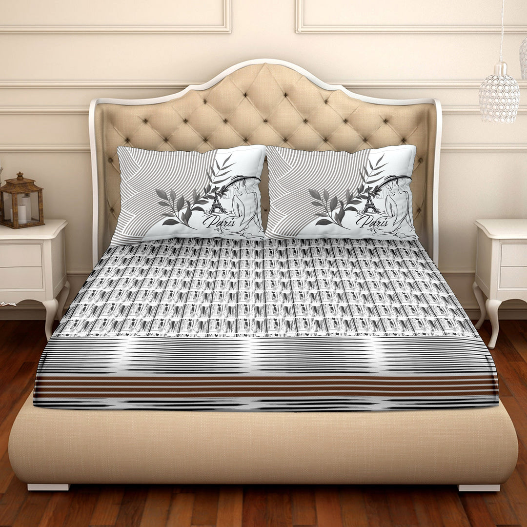 BELLA CASA FASHION BEDSHEET Double Bedsheet Set Super King Size 100% Luxury Cotton Grey Colour -Vogue Collection
