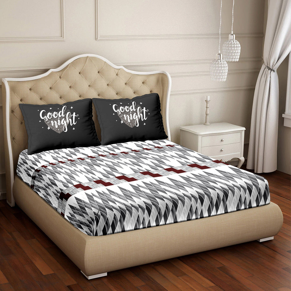 BELLA CASA FASHION BEDSHEET Double Bedsheet Set Super King Size 100% Luxury Cotton Grey Colour -Vogue Collection
