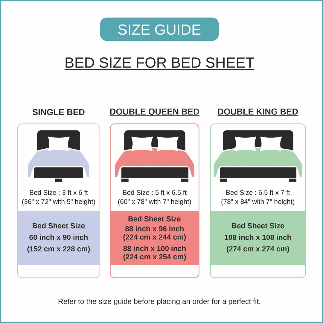 BELLA CASA FASHION BEDSHEET Double Bedsheet Set Super King Size 100% Luxury Cotton Teal Colour - Shades of Shraddha Kapoor's Collection