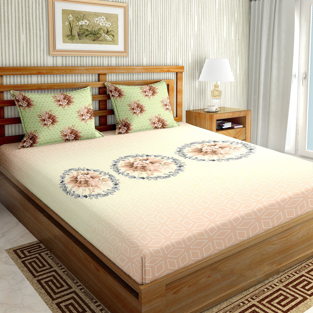 BELLA CASA FASHION BEDSHEET Double Bedsheet Set Super King Size Cotton Brown Colour - Oscar Collection