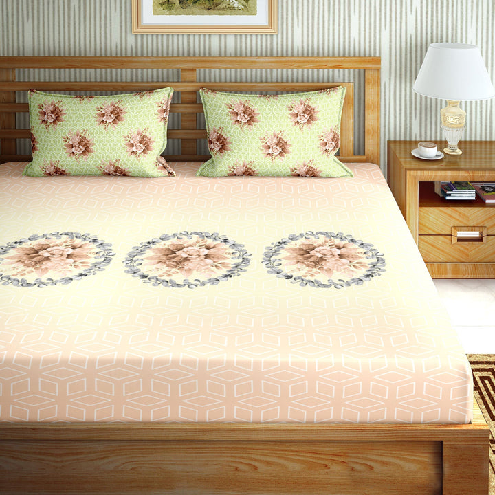 BELLA CASA FASHION BEDSHEET Double Bedsheet Set Super King Size Cotton Brown Colour - Oscar Collection