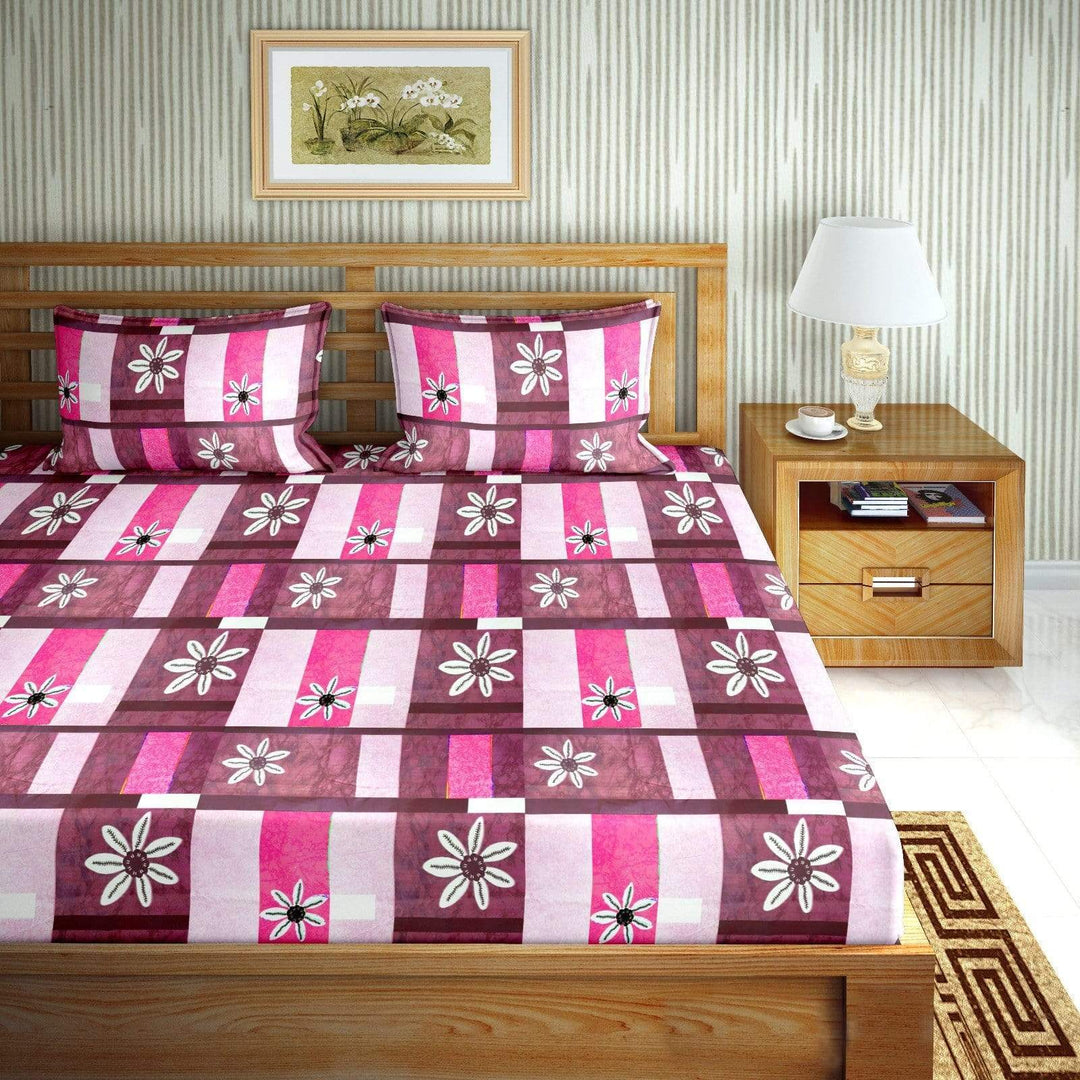 BELLA CASA FASHION BEDSHEET Mysterious Double Bedsheet Set King Size Cotton Pink Colour