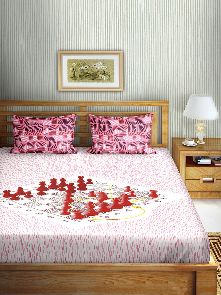 BELLA CASA FASHION BEDSHEET Mysterious Double Bedsheet Set King Size Cotton Pink Colour