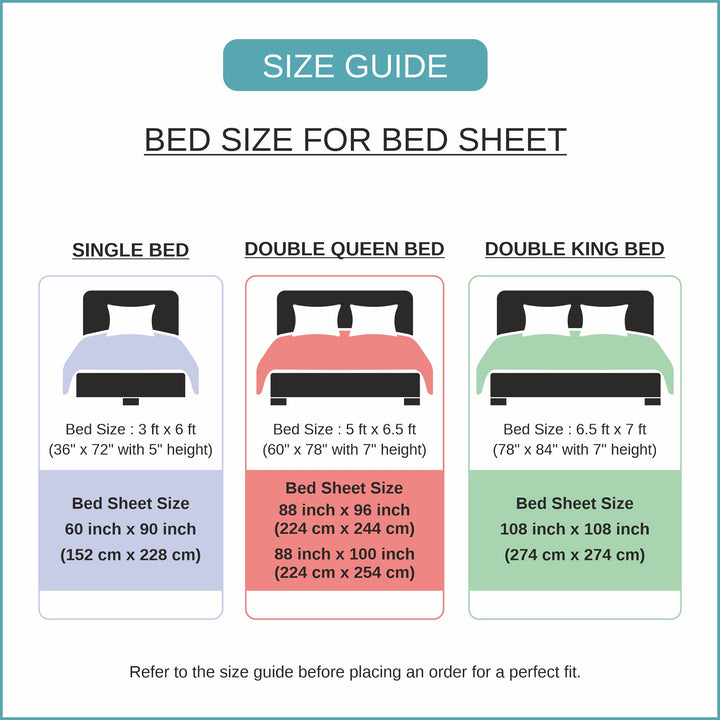 BELLA CASA FASHION BEDSHEET ORRA Single Bedsheet Set 100% Premium Cotton Multi Colour [Pack of 2 Bedsheet Set]