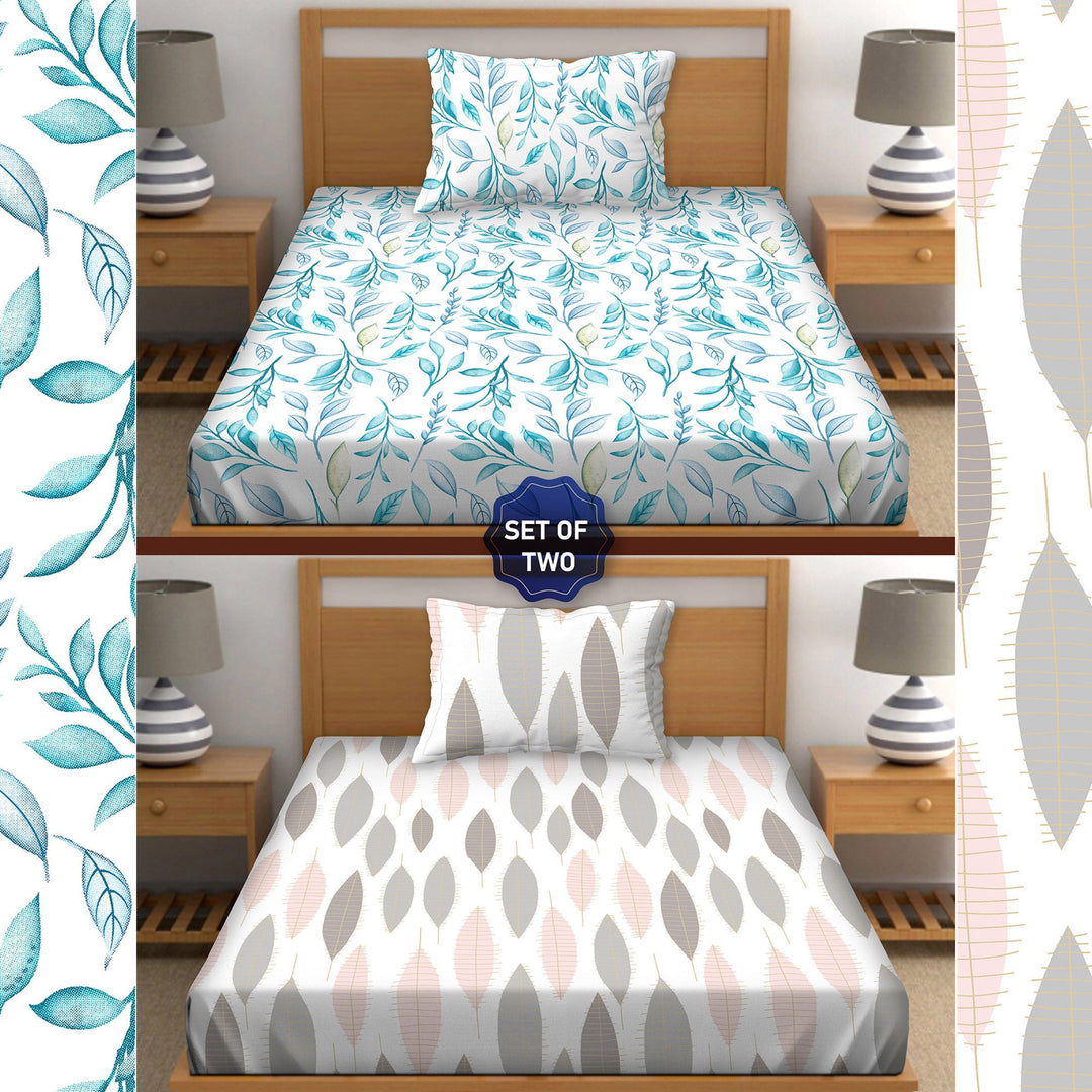 BELLA CASA FASHION BEDSHEET Single Bedsheet Set 100% Premium Cotton Multi Colour [Pack of 2 Bedsheet Set] - Orra Collection