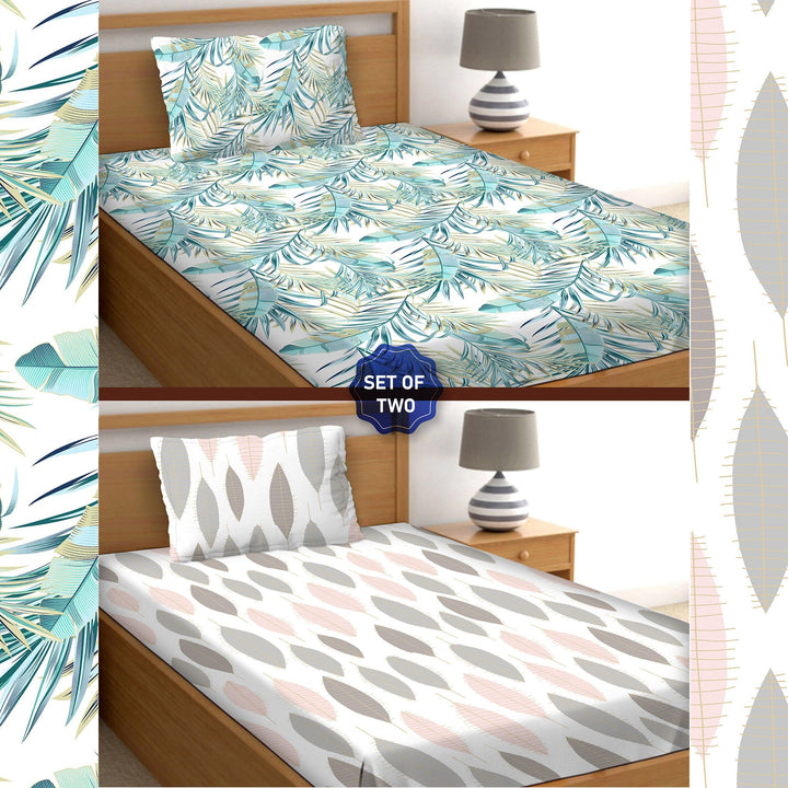 BELLA CASA FASHION BEDSHEET Single Bedsheet Set 100% Premium Cotton Multi Colour [Pack of 2 Bedsheet Set] - Orra Collection