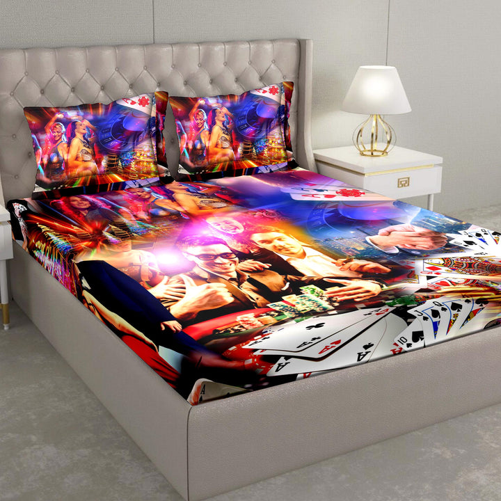 BELLA CASA FASHION BEDSHEET Triton Double Bedsheet Set Digital Printed  King Size 100 % Cotton Multi Colour
