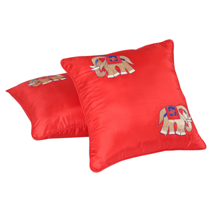 BELLA CASA FASHION Cushion Covers Utsav Polyester Embroidered Cushion Covers Pack of 2