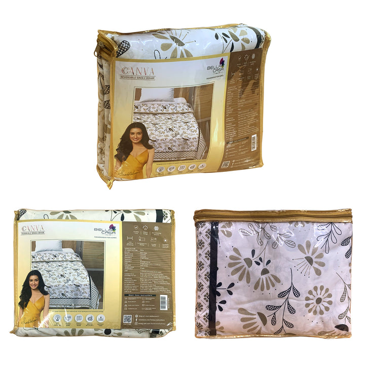 BELLA CASA FASHION Dohar Single Cotton Reversible Dohar / AC Blanket  | Size: 152 X 228 CM - Canva Collection