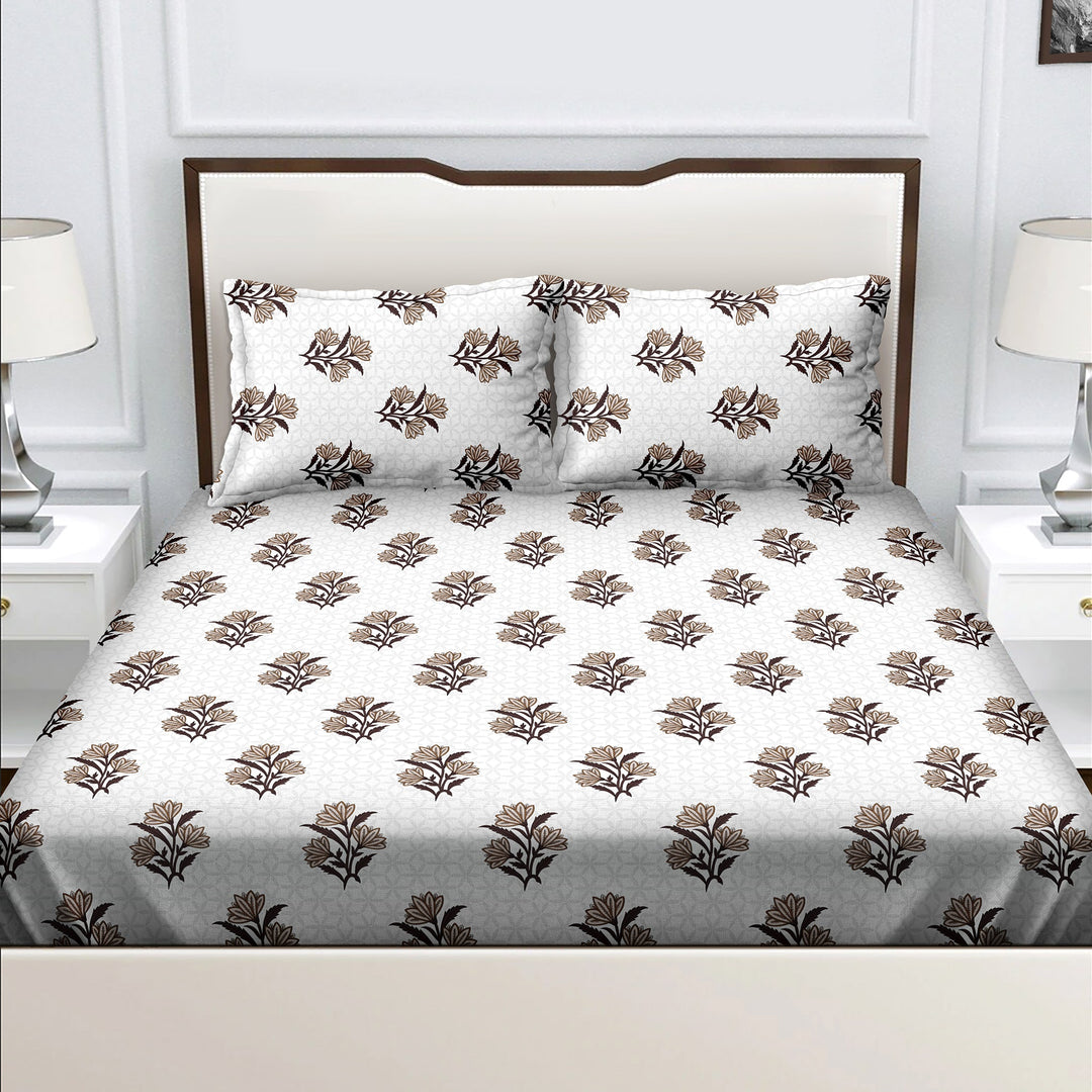Bella Casa Fashion & Retail Ltd  180 TC Cotton Brown Colour Bedsheet with 2 Pillow Covers - Genteel Collection
