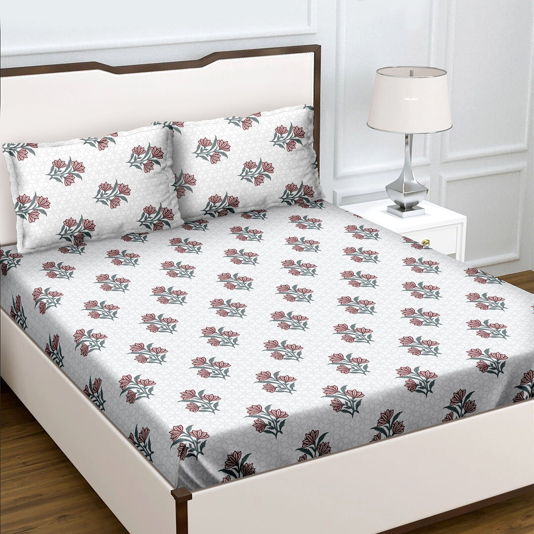 Bella Casa Fashion & Retail Ltd  180 TC Cotton Multi Colour Bedsheet with 2 Pillow Covers - Genteel Collection