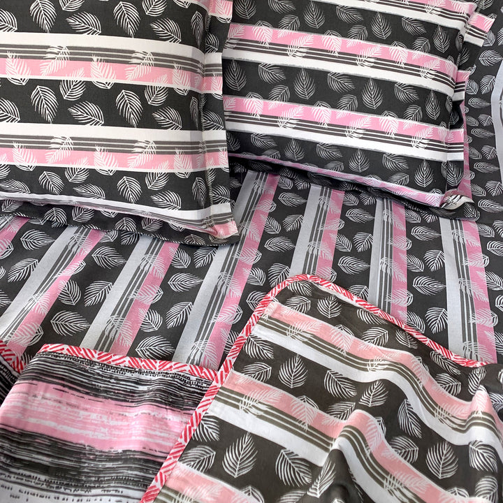 Bella Casa Fashion & Retail Ltd Bedding Set 4 PC Bedding Set King Size (1 Bedsheet with 2 Pillow Covers & 1 Dohar)  Cotton Grey Colour - Symphony Collection
