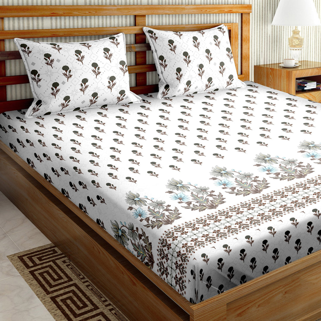 Bella Casa Fashion & Retail Ltd  BEDSHEET 150 TC Cotton Green Colour  Super King Size Bedsheet with 2 Pillow Covers - Oscar Collection