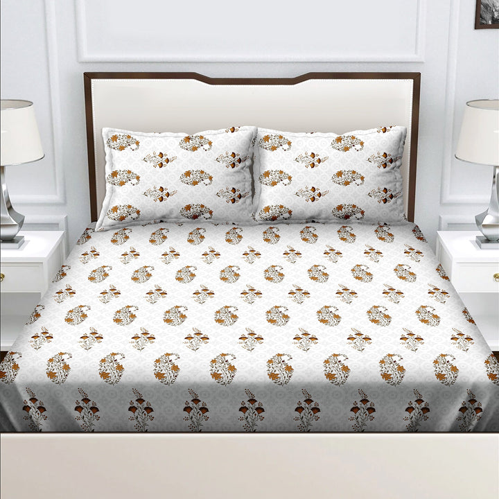 Bella Casa Fashion & Retail Ltd  BEDSHEET 180 TC Cotton Brown Colour Bedsheet with 2 Pillow Covers - Genteel Collection