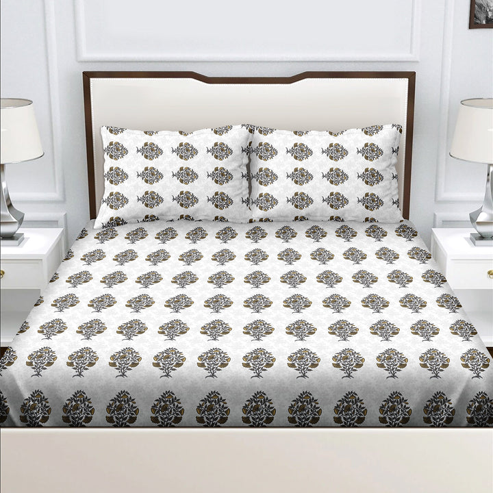Bella Casa Fashion & Retail Ltd  BEDSHEET 180 TC Cotton Green Colour Bedsheet with 2 Pillow Covers - Genteel Collection
