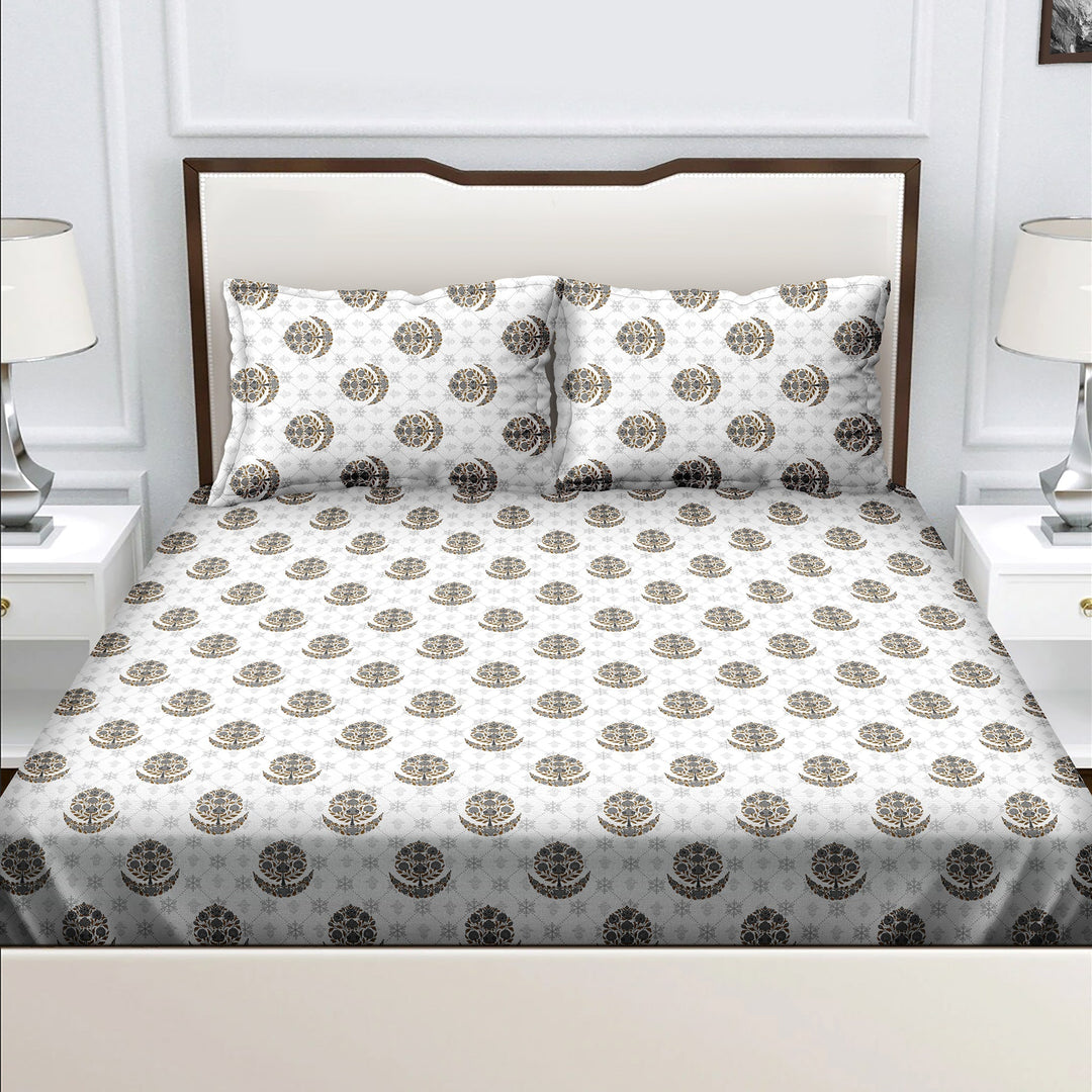 Bella Casa Fashion & Retail Ltd  BEDSHEET 180 TC Cotton Grey Colour Bedsheet with 2 Pillow Covers - Genteel Collection