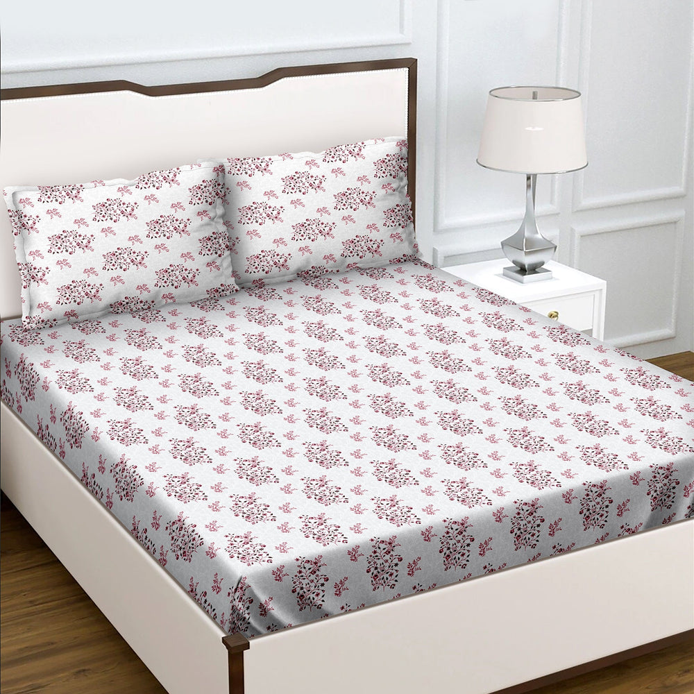 Bella Casa Fashion & Retail Ltd  BEDSHEET 180 TC Cotton Pink Colour Bedsheet with 2 Pillow Covers - Genteel Collection