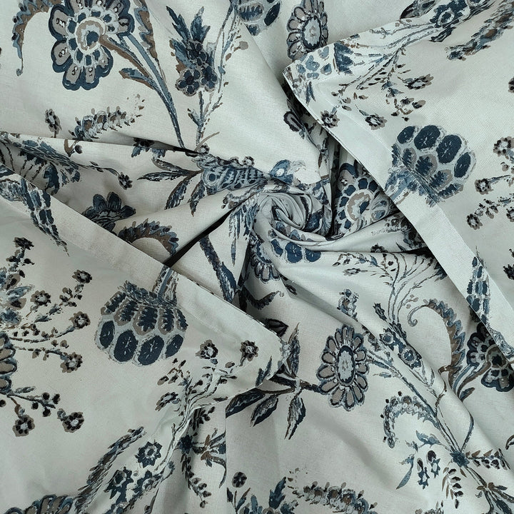 Bella Casa Fashion & Retail Ltd  BEDSHEET Double Bedsheet King Size 100 % Cotton Floral Blue Colour Bedsheet with 2 Pillow Covers - Radiant Collection