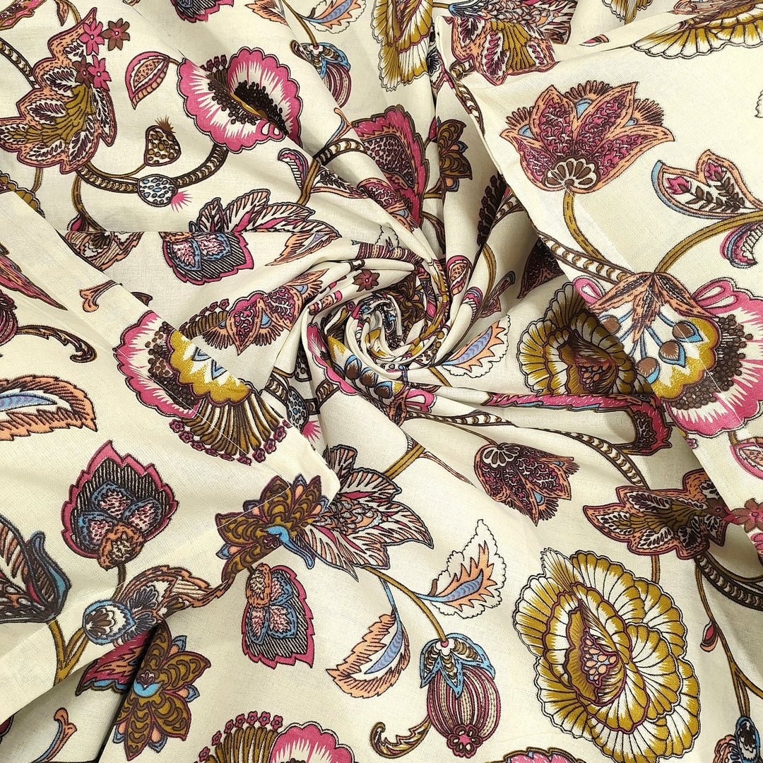 Bella Casa Fashion & Retail Ltd  BEDSHEET Double Bedsheet King Size 100 % Cotton Floral Yellow Colour Bedsheet with 2 Pillow Covers - Radiant Collection