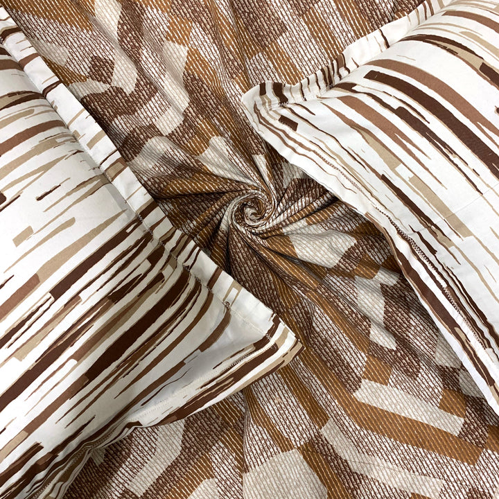Bella Casa Fashion & Retail Ltd  BEDSHEET Double Bedsheet King Size Cotton Abstract Brown Colour with 2 Pillow Covers - Genteel Collection