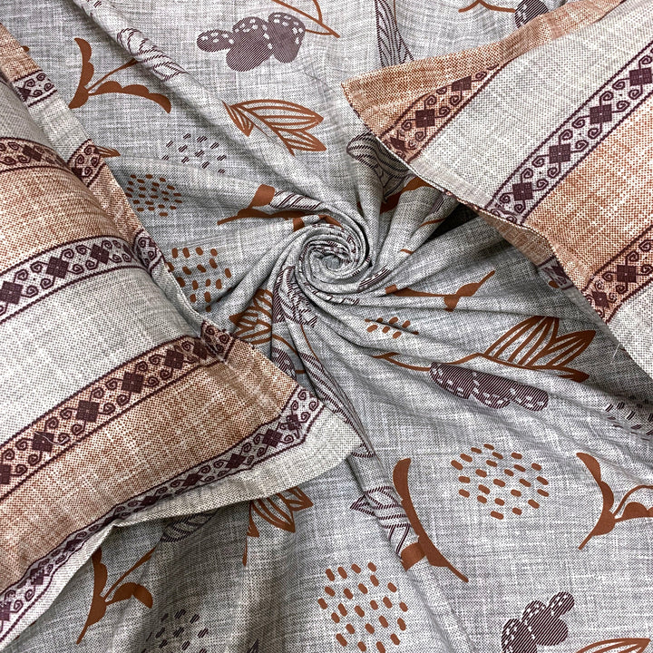 Bella Casa Fashion & Retail Ltd  BEDSHEET Double Bedsheet King Size Cotton Abstract Multi Colour with 2 Pillow Covers - Genteel Collection