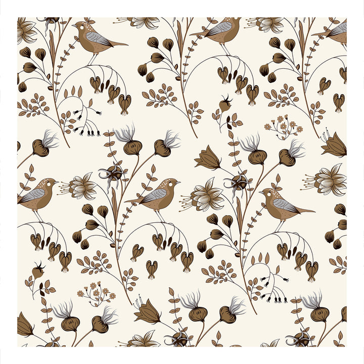 Bella Casa Fashion & Retail Ltd BEDSHEET Double Bedsheet King Size Cotton Bird Print Brown Colour - Genteel Collection