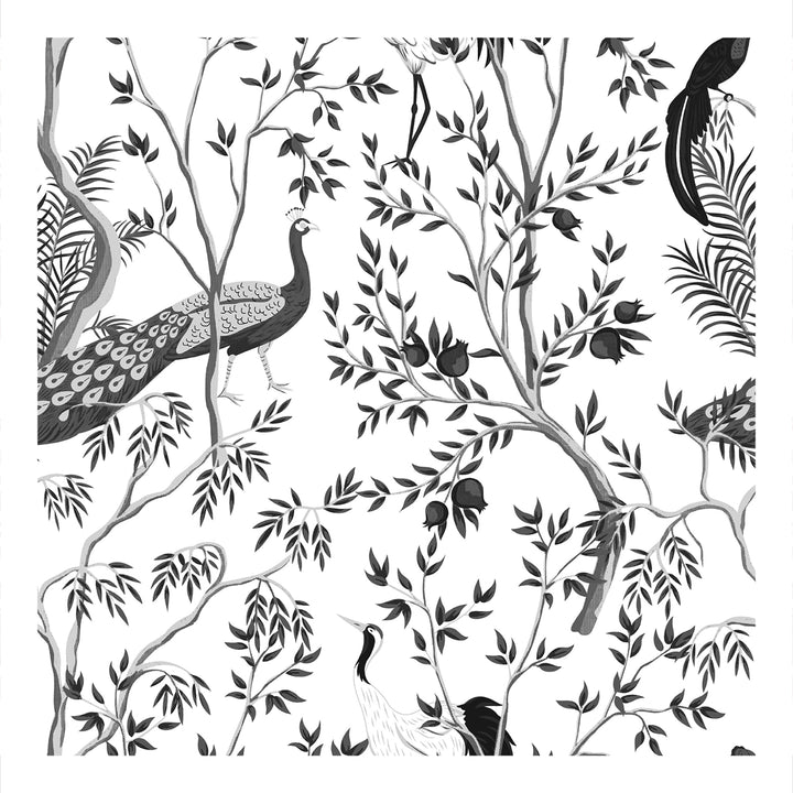 Bella Casa Fashion & Retail Ltd BEDSHEET Double Bedsheet King Size Cotton Bird Print Grey Colour - Genteel Collection