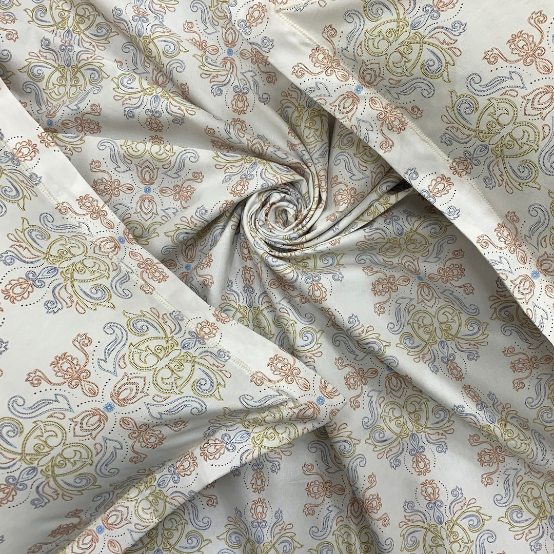 Bella Casa Fashion & Retail Ltd  BEDSHEET Double Bedsheet King Size Cotton Floral Multi Colour with 2 Pillow Covers - Sunshine Collection