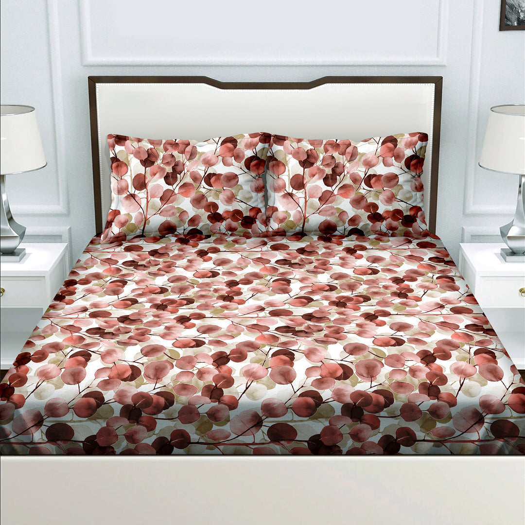 Bella Casa Fashion & Retail Ltd  BEDSHEET Double Bedsheet Set 100% Cotton King Size with 2 Pillow Covers Abstract Rust Colour - Radiant Collection