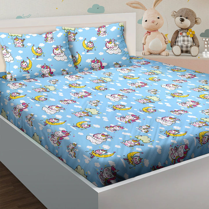 Bella Casa Fashion & Retail Ltd BEDSHEET Double Bedsheet Set King Size 180 TC 100 % Cotton - Kids Kingdom Collection