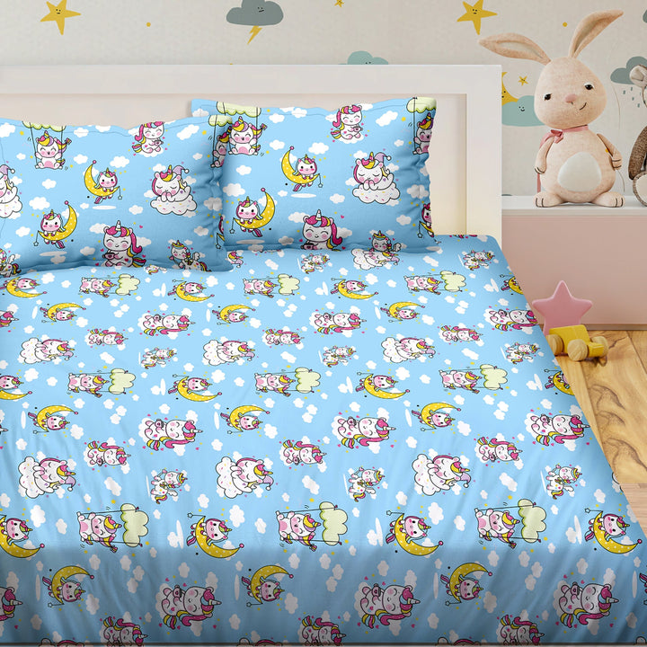 Bella Casa Fashion & Retail Ltd BEDSHEET Double Bedsheet Set King Size 180 TC 100 % Cotton - Kids Kingdom Collection