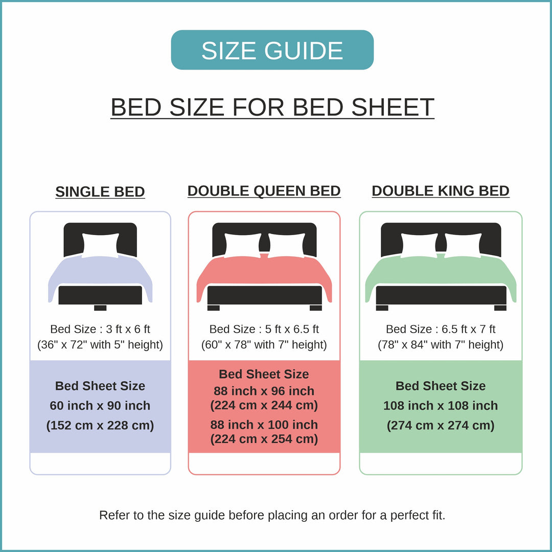 Bella Casa Fashion & Retail Ltd BEDSHEET Double Bedsheet Set King Size Cotton Teal Colour - Mysterious Collection