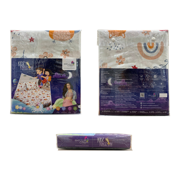 Bella Casa Fashion & Retail Ltd BEDSHEET Double Bedsheet Set Super King Size 180 TC 100 % Cotton - Kids Kingdom Collection
