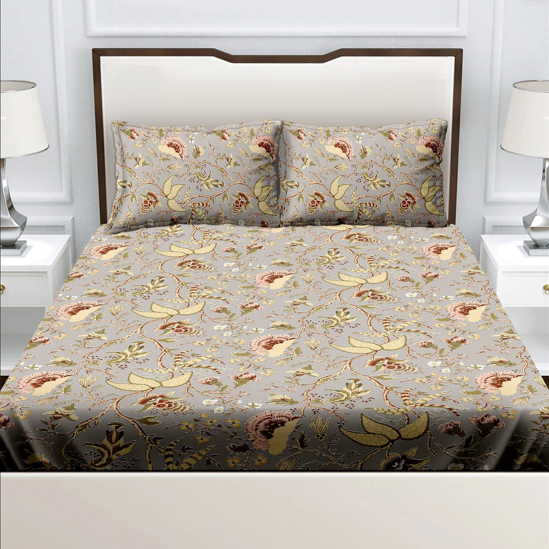 Bella Casa Fashion & Retail Ltd  BEDSHEET Double King Size Cotton Abstract Multi Colour Bedsheet with 2 Pillow Covers - Genteel Collection