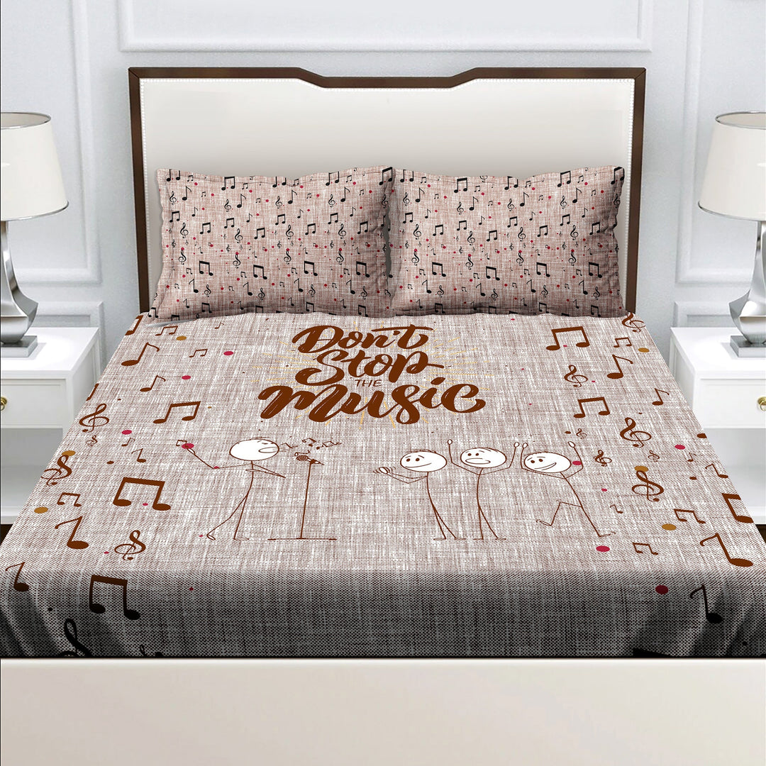 Bella Casa Fashion & Retail Ltd  BEDSHEET King Size Brown Colour 1 Double Bedsheet with 2 Pillow Covers Regal Collection