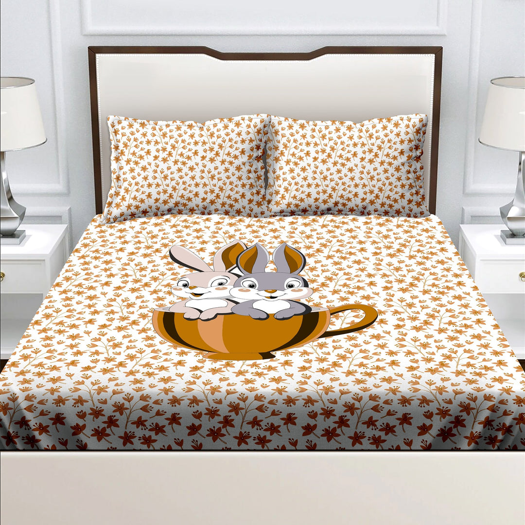 Bella Casa Fashion & Retail Ltd  BEDSHEET King Size Brown Colour 1 Double Bedsheet with 2 Pillow Covers Regal Collection