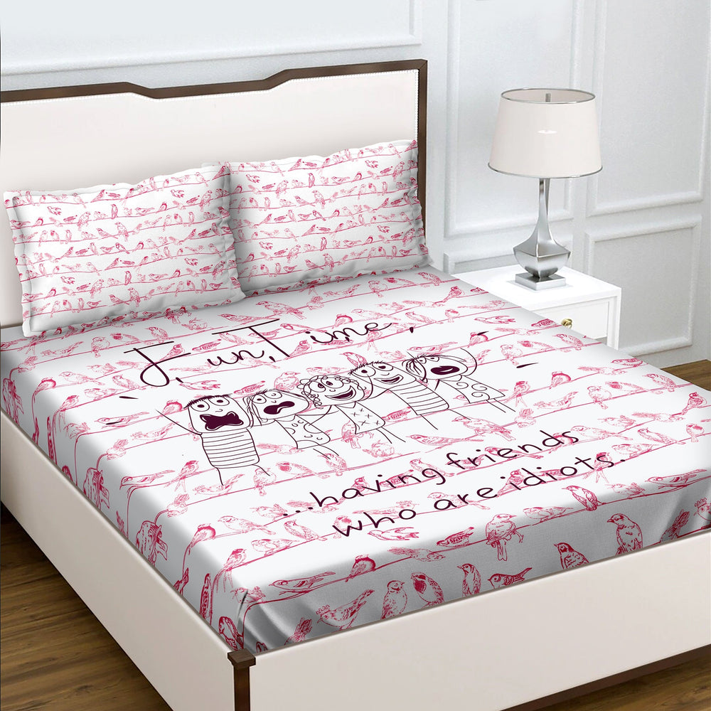 Bella Casa Fashion & Retail Ltd  BEDSHEET King Size Pink Colour 1 Double Bedsheet with 2 Pillow Covers Regal Collection