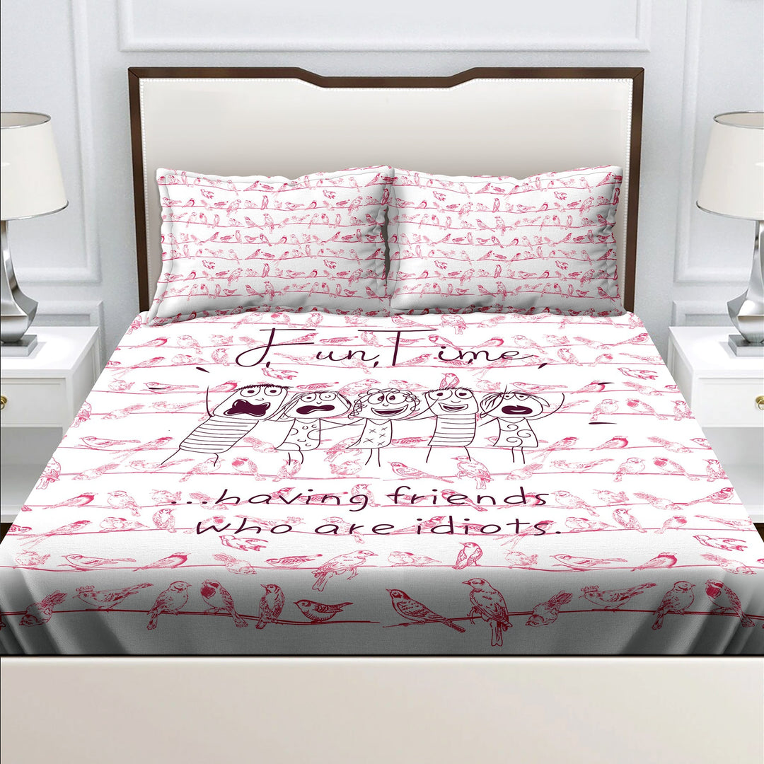 Bella Casa Fashion & Retail Ltd  BEDSHEET King Size Pink Colour 1 Double Bedsheet with 2 Pillow Covers Regal Collection