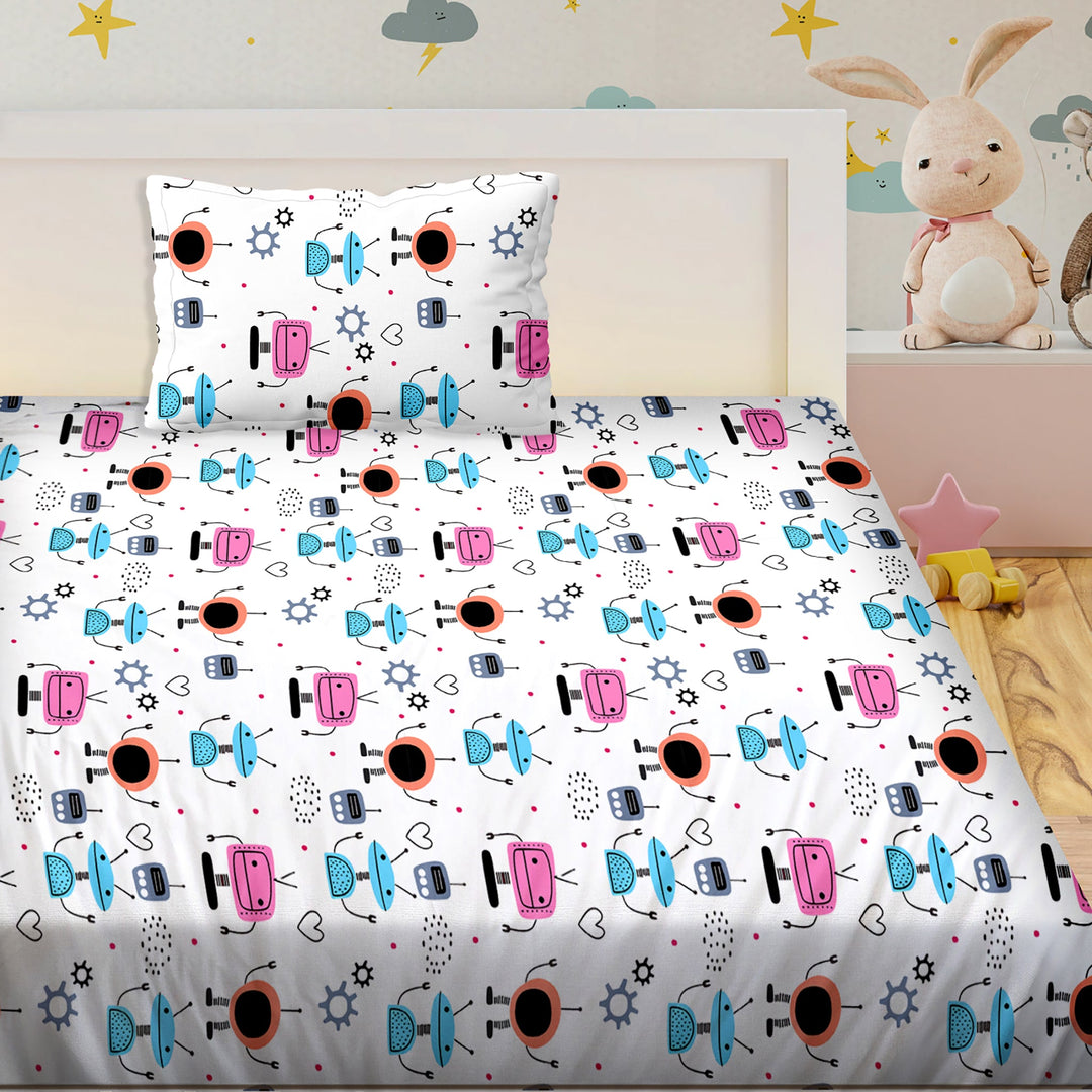 Bella Casa Fashion & Retail Ltd BEDSHEET Single Bedsheet Set 180 TC 100 % Cotton - Kids Kingdom Collection