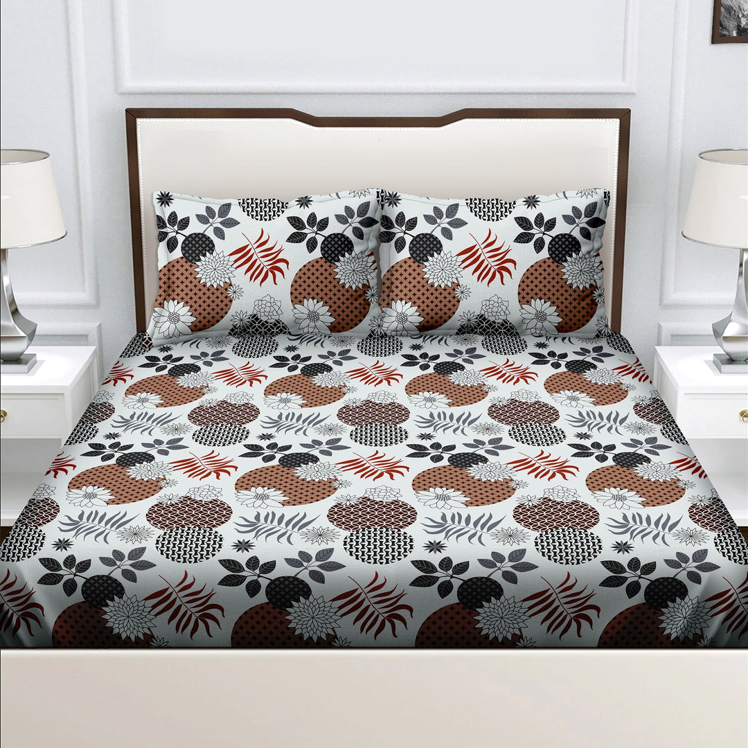 Bella Casa Fashion & Retail Ltd  Bella Casa 180 TC Cotton Grey Colour Bedsheet with 2 Pillow Covers - Genteel Collection