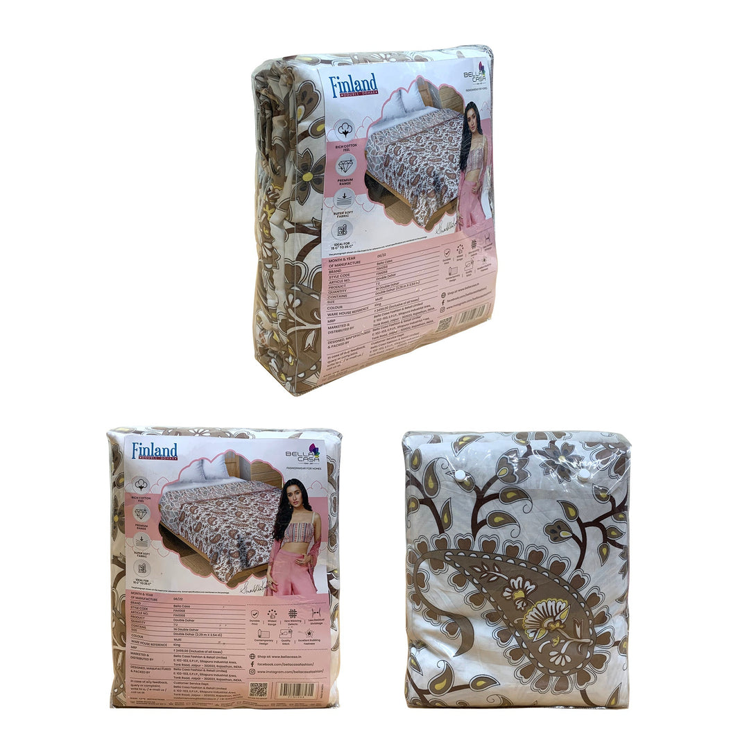 Bella Casa Fashion & Retail Ltd  Dohar Double Dohar/AC Blanket Reversible Cotton | Size: 228 X 254 CM - Finland Collection