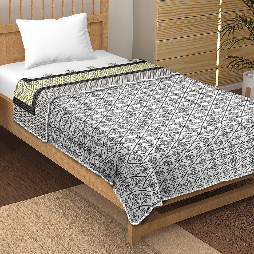Bella Casa Fashion & Retail Ltd Dohar Single Cotton Reversible Dohar / AC Blanket  | Size: 152 X 228 CM - Canva Collection